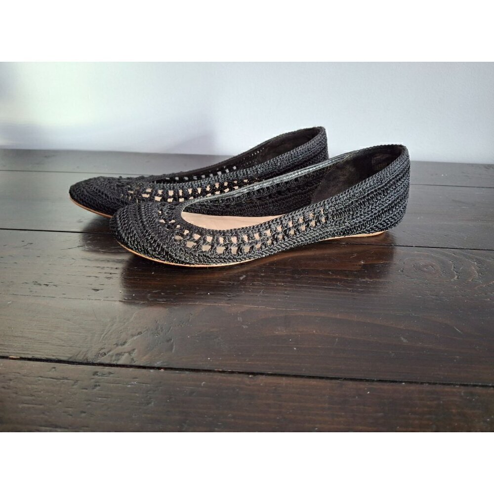 Nine West Darlene Black Slip-On Crochet Ballet Flat/Pre-owned, Sz. 5.5M